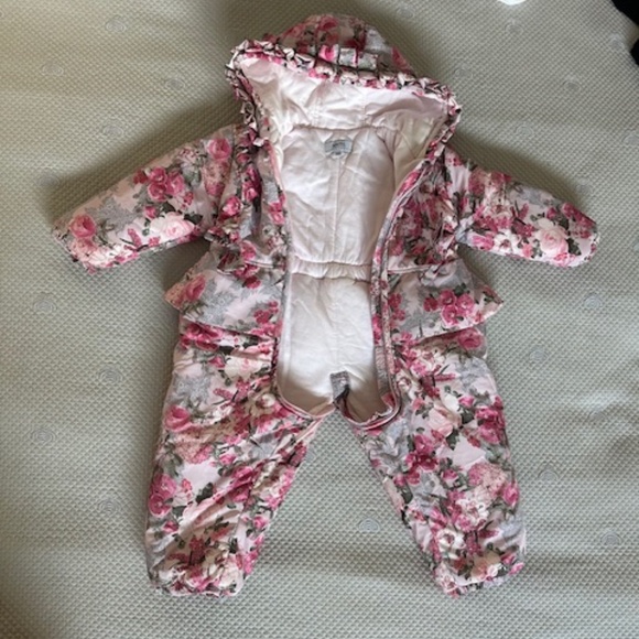 Aletta Kids Snow Wear Girls Snow Suit Pink Flowers Print, Size 18 months - Picture 2 of 5